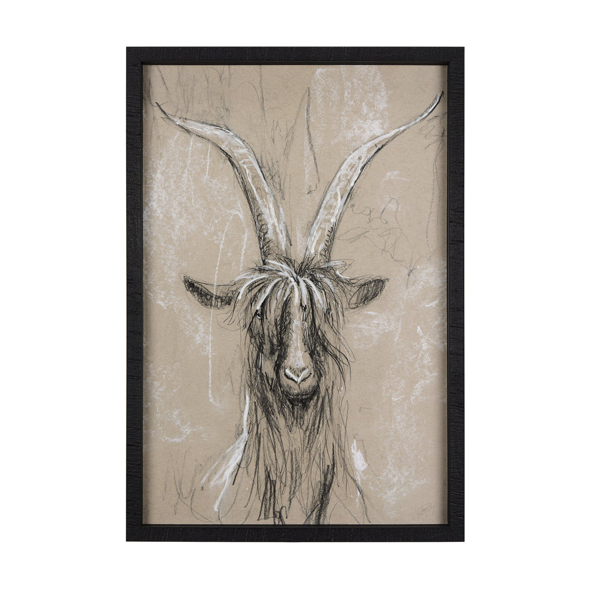 Sketch of Animal V (Goat) by Mercana Studio Hand Embellished Framed Art Print Matted under Glass by Mercana at Eve Furniture