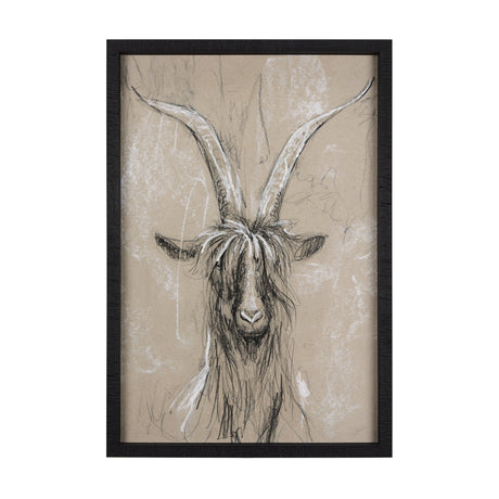 Sketch of Animal V (Goat) by Mercana Studio Hand Embellished Framed Art Print Matted under Glass by Mercana at Eve Furniture