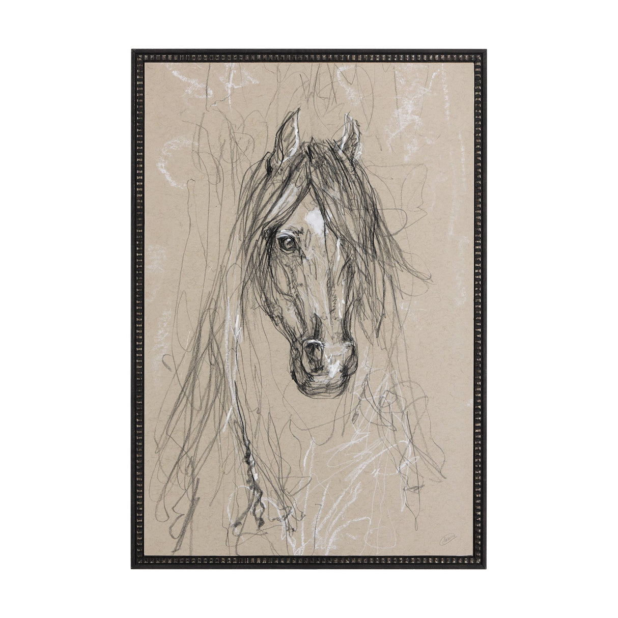 Sketch of Animal VII (Horse) by Mercana Studio a Hand Embellished Textured Framed Art Print by Mercana at Eve Furniture