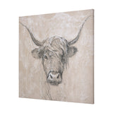 Sketch of animal VIII (Highland bull) by Mercana Studio a Hand Embellished Textured Canvas by Mercana at Eve Furniture