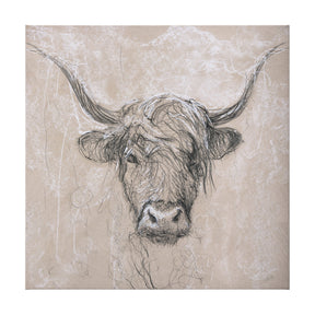Sketch of animal VIII (Highland bull) by Mercana Studio a Hand Embellished Textured Canvas by Mercana at Eve Furniture