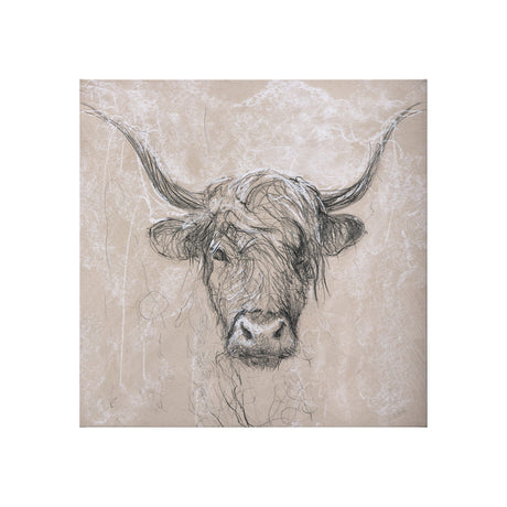 Sketch of animal VIII (Highland bull) by Mercana Studio a Hand Embellished Textured Canvas by Mercana at Eve Furniture