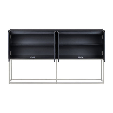 Skipton Black/Silver 4 Door Cabinet by Crestview at Eve Furniture