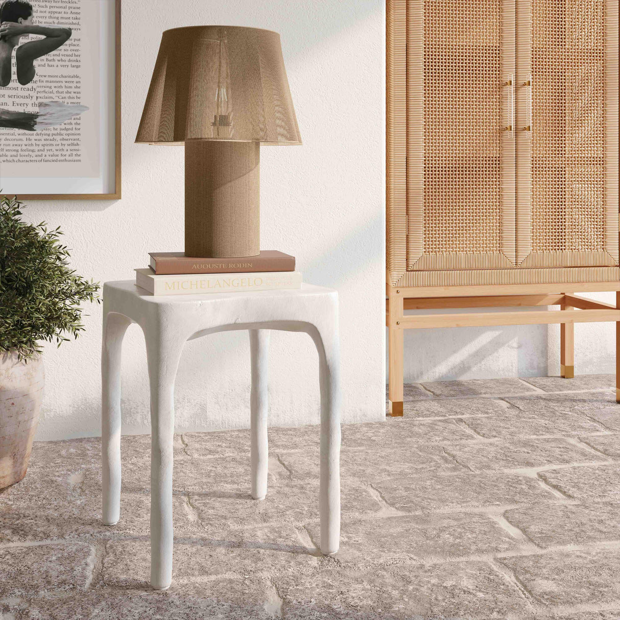 Skully Cream Textured Side Table by TOV Furniture at Eve Furniture