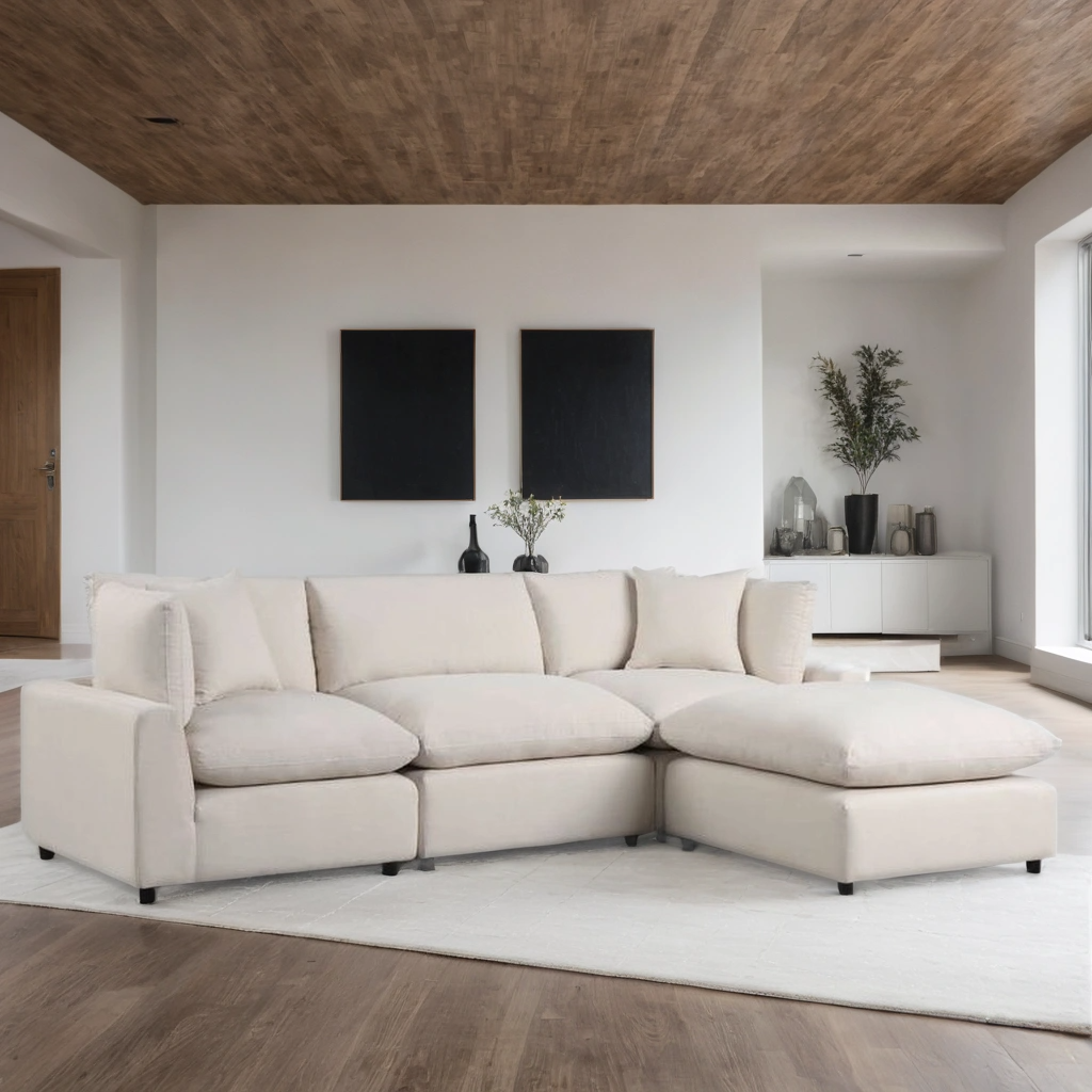 Sky Beige Linen Modular Sectional by Happy Homes at Eve Furniture