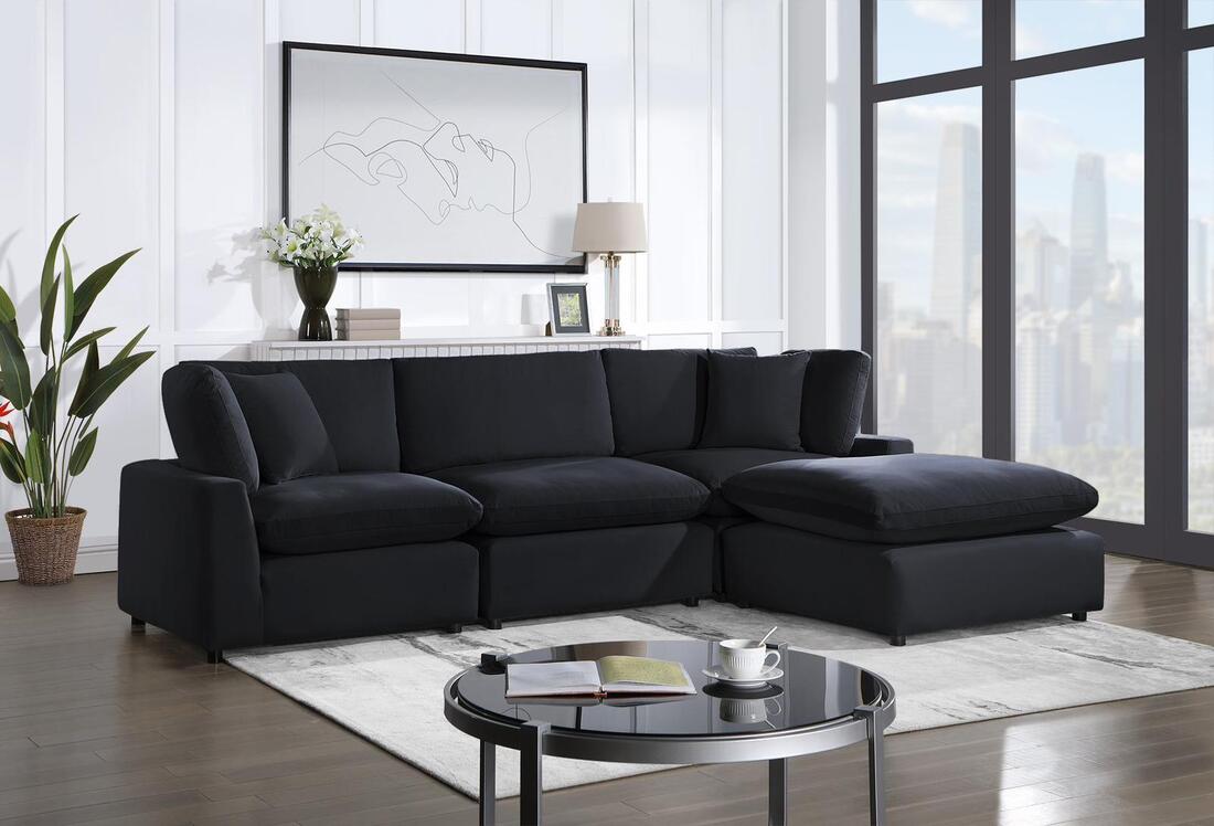 Sky Black Velvet Modular Sectional