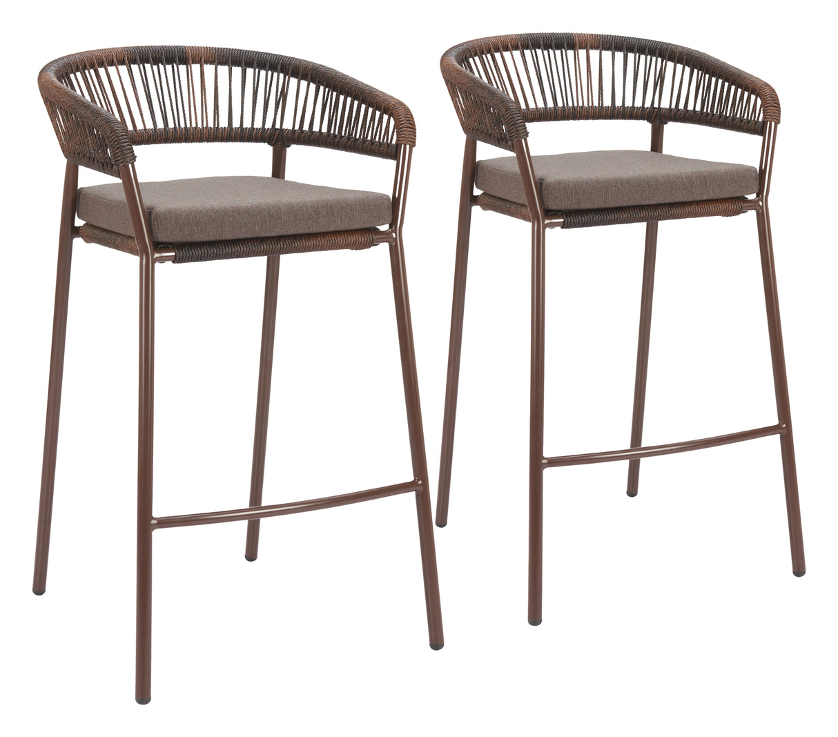 Skye Brown Outdoor Barstool (Set of 2) by Zuomod at Eve Furniture