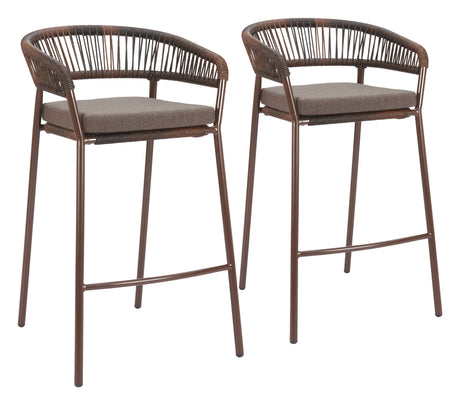Skye Brown Outdoor Barstool (Set of 2) by Zuomod at Eve Furniture