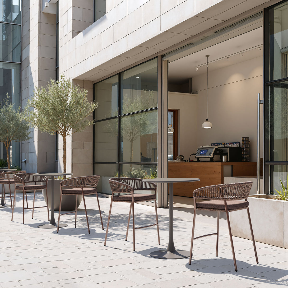 Skye Brown Outdoor Barstool (Set of 2) by Zuomod at Eve Furniture