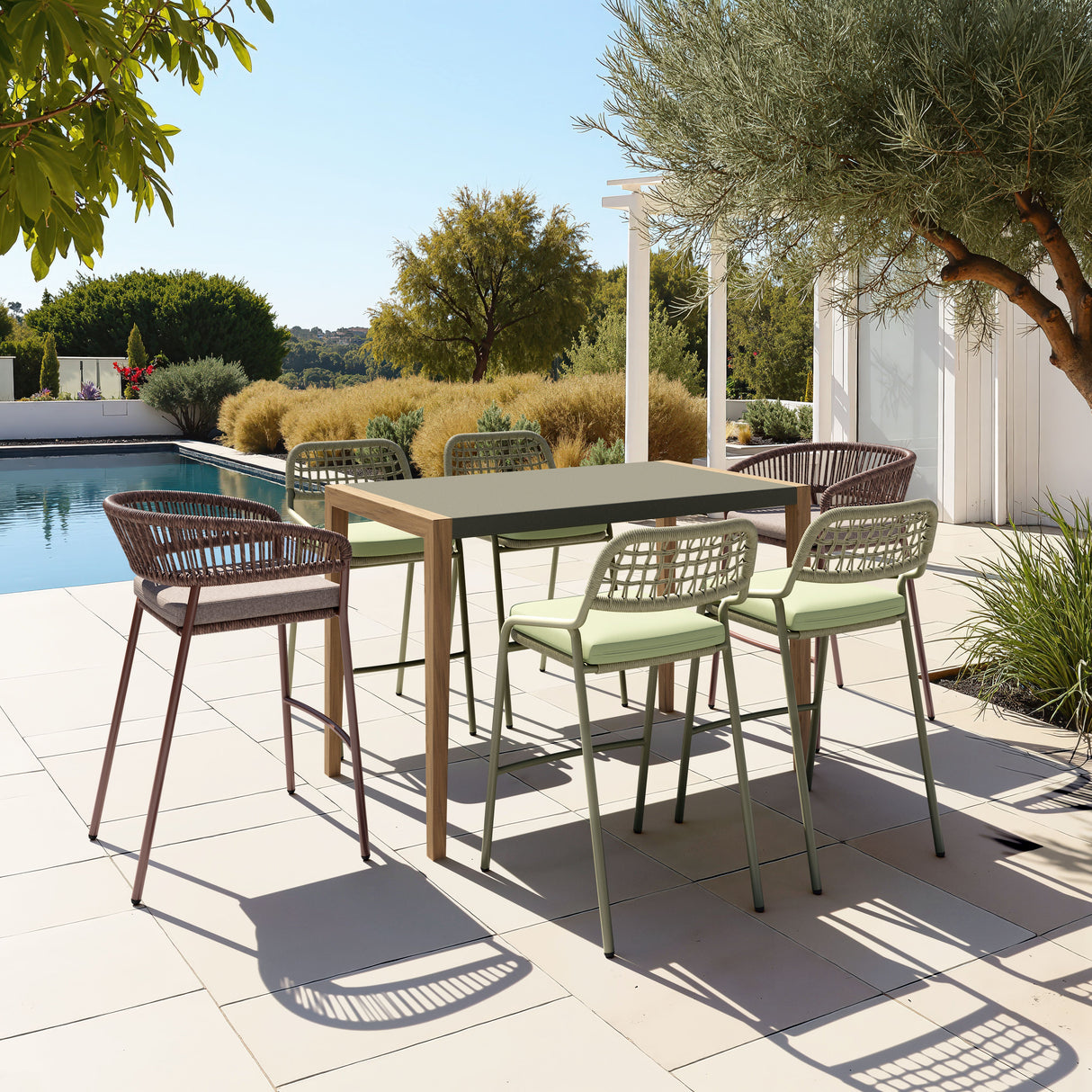 Skye Brown Outdoor Barstool (Set of 2) by Zuomod at Eve Furniture