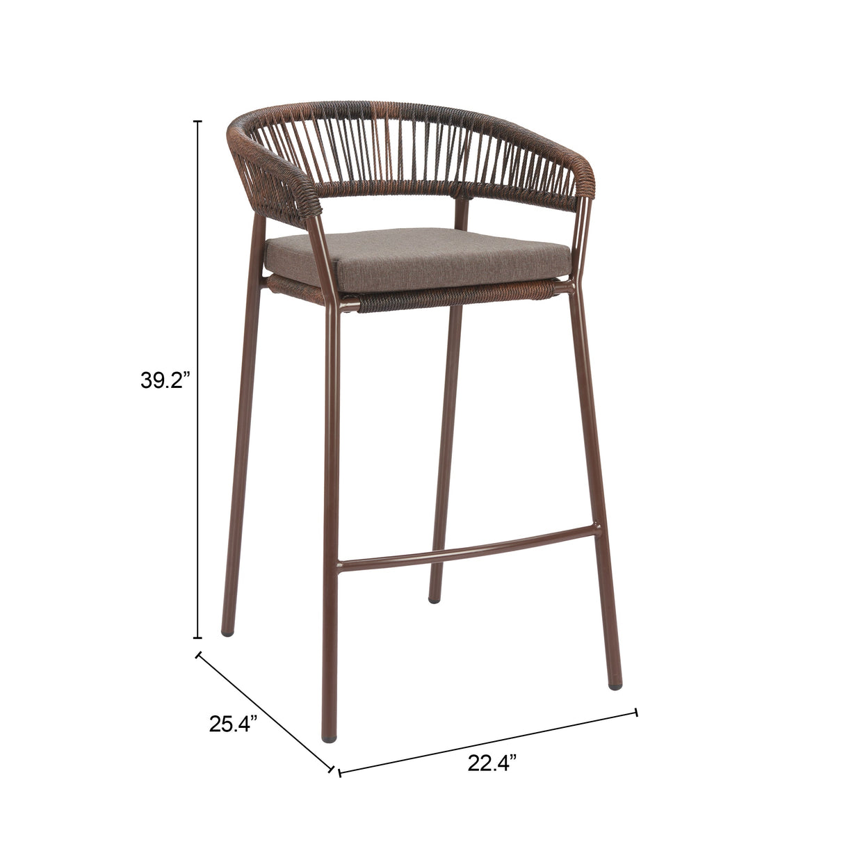 Skye Brown Outdoor Barstool (Set of 2) by Zuomod at Eve Furniture