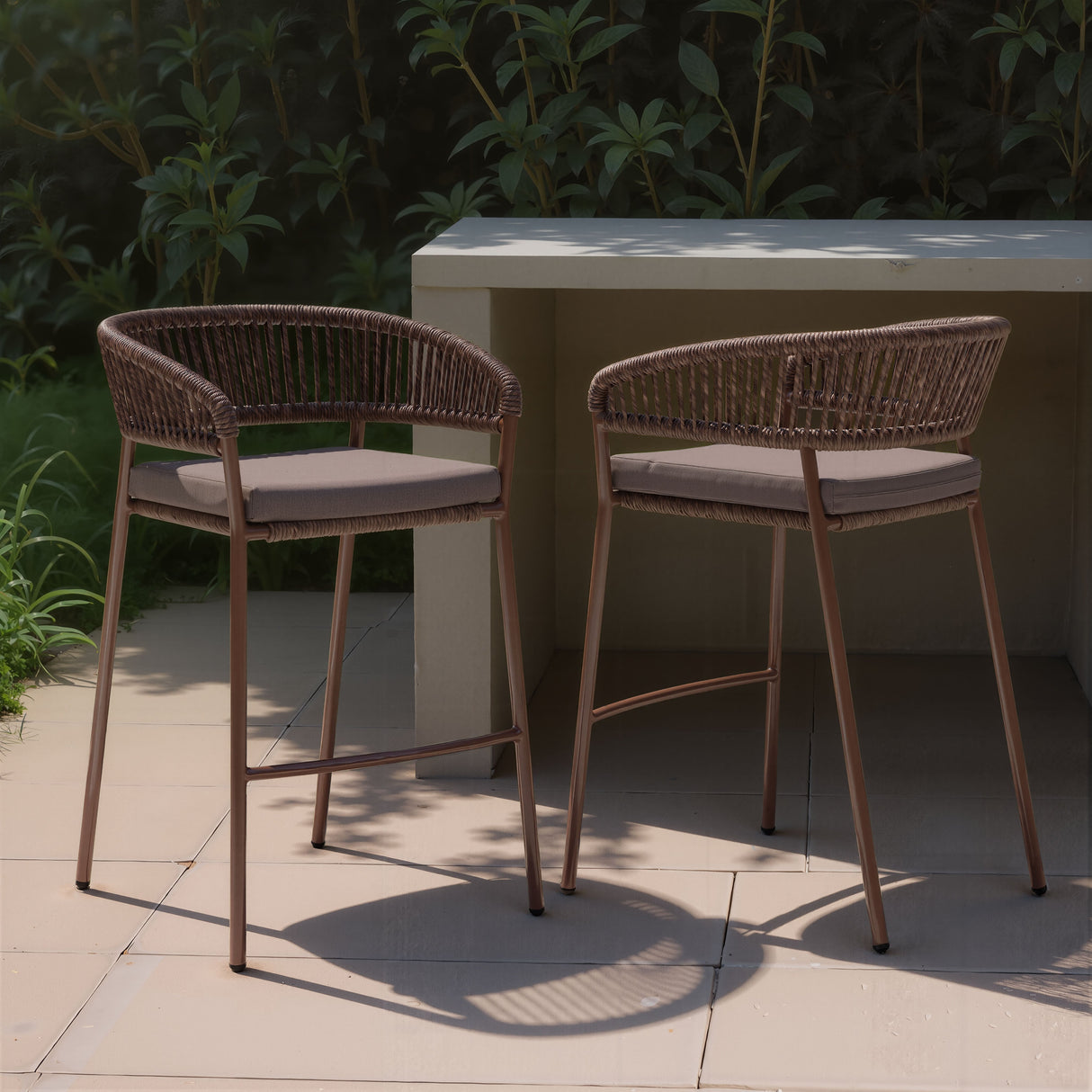 Skye Brown Outdoor Barstool (Set of 2) by Zuomod at Eve Furniture