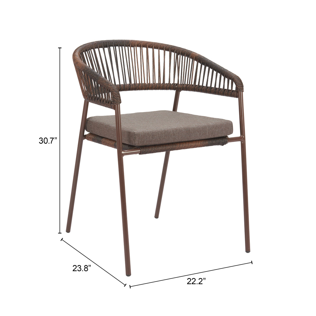 Skye Brown Outdoor Dining Chair (Set of 2) by Zuomod at Eve Furniture