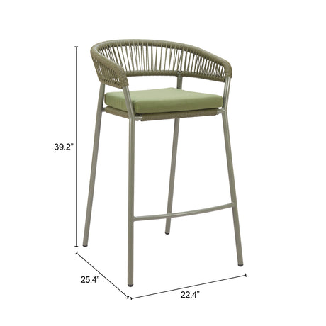Skye Green Outdoor Barstool (Set of 2) by Zuomod at Eve Furniture