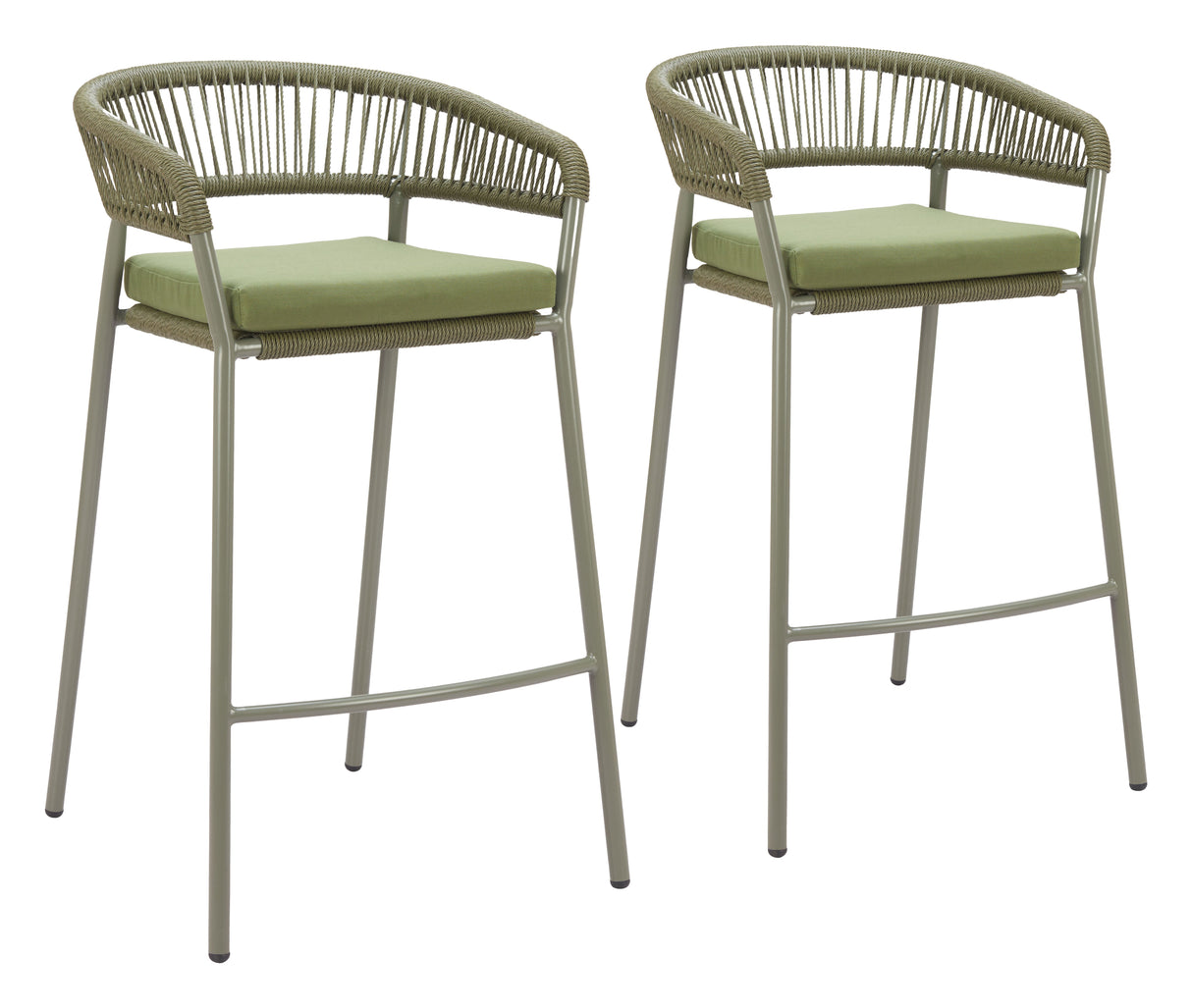 Skye Green Outdoor Barstool (Set of 2) by Zuomod at Eve Furniture