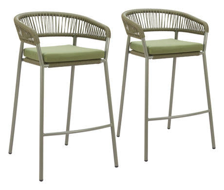 Skye Green Outdoor Barstool (Set of 2) by Zuomod at Eve Furniture