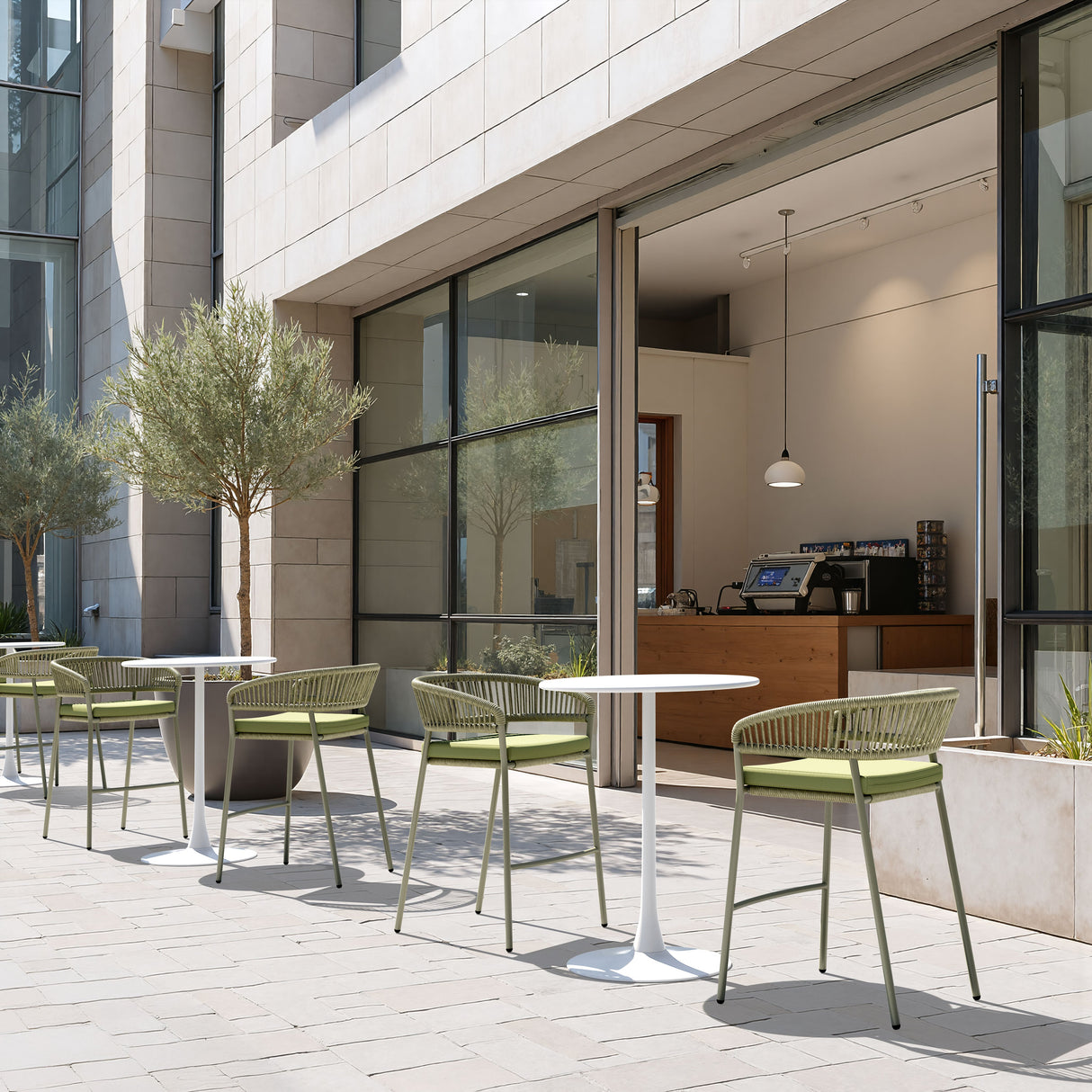 Skye Green Outdoor Barstool (Set of 2) by Zuomod at Eve Furniture