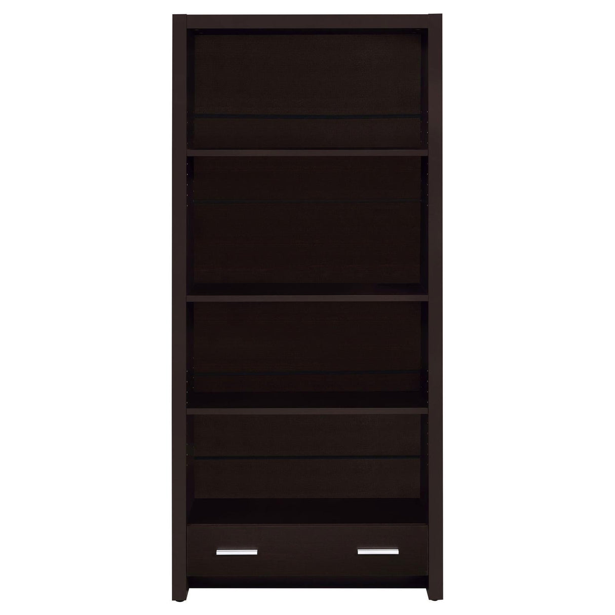 Skylar Cappuccino 5-Shelf Bookcase with Storage Drawer