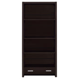 Skylar Cappuccino 5-Shelf Bookcase with Storage Drawer