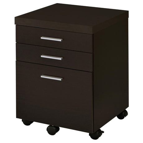 Skylar Cappuccino 3-Drawer Mobile File Cabinet by Coaster at Eve Furniture