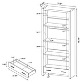 Skylar Cappuccino 5-Shelf Bookcase with Storage Drawer by Coaster at Eve Furniture