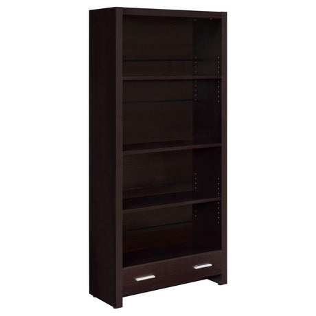 Skylar Cappuccino 5-Shelf Bookcase with Storage Drawer by Coaster at Eve Furniture