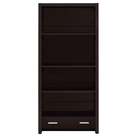 Skylar Cappuccino 5-Shelf Bookcase with Storage Drawer by Coaster at Eve Furniture