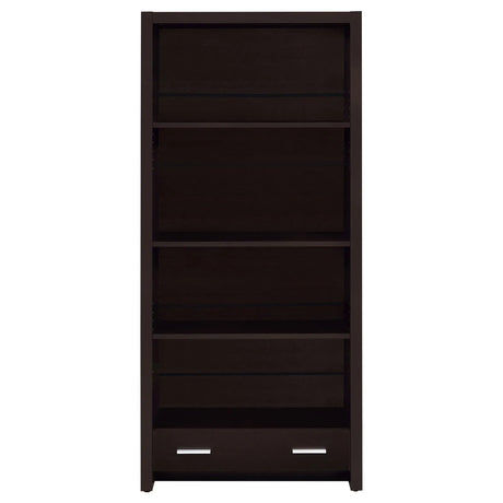 Skylar Cappuccino 5-Shelf Bookcase with Storage Drawer by Coaster at Eve Furniture