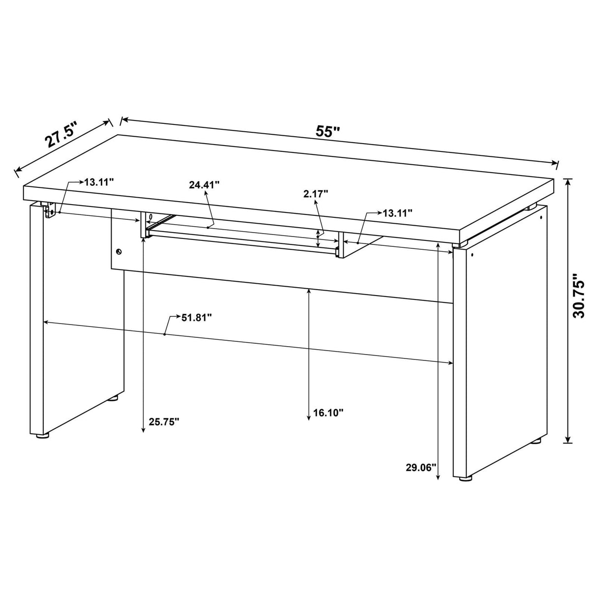 Skylar Cappuccino Computer Desk with Keyboard Drawer