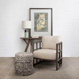 Skylar I Cream Fabric Covered Cushioned Demi-Lune Wooden Frame Accent Chair by Mercana at Eve Furniture
