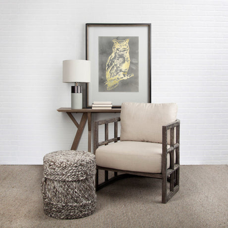 Skylar I Cream Fabric Covered Cushioned Demi-Lune Wooden Frame Accent Chair by Mercana at Eve Furniture