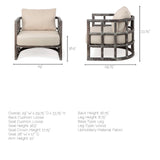 Skylar I Cream Fabric Covered Cushioned Demi-Lune Wooden Frame Accent Chair by Mercana at Eve Furniture