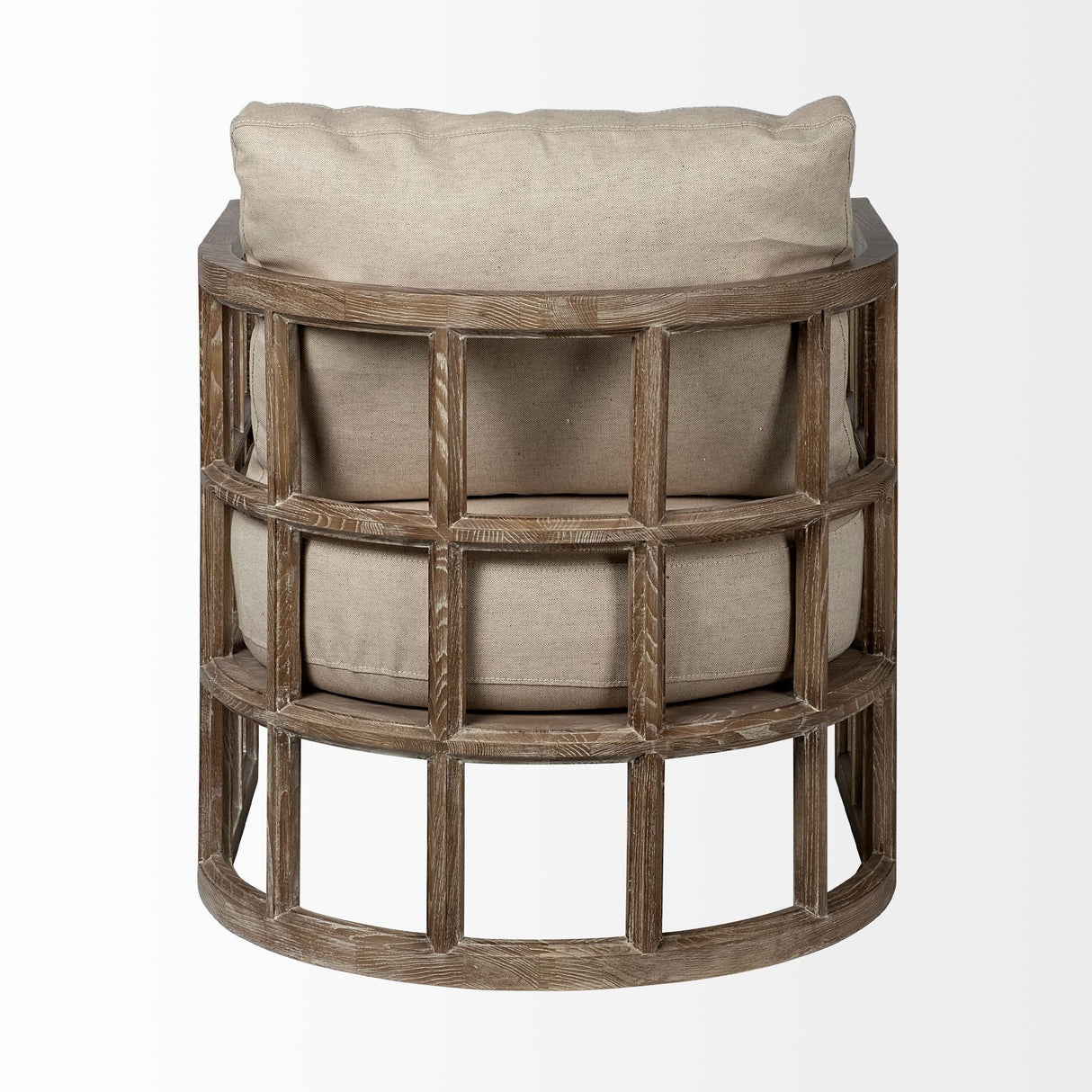 Skylar II Tan Fabric Covered Cushioned Demi-Lune Wooden Frame Accent Chair by Mercana at Eve Furniture