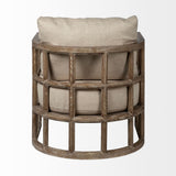 Skylar II Tan Fabric Covered Cushioned Demi-Lune Wooden Frame Accent Chair by Mercana at Eve Furniture