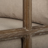 Skylar II Tan Fabric Covered Cushioned Demi-Lune Wooden Frame Accent Chair by Mercana at Eve Furniture