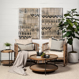 Skylar II Tan Fabric Covered Cushioned Demi-Lune Wooden Frame Accent Chair by Mercana at Eve Furniture