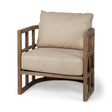 Skylar II Tan Fabric Covered Cushioned Demi-Lune Wooden Frame Accent Chair by Mercana at Eve Furniture