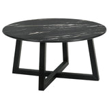 Skylark Round Coffee Table with Marble-like Top Letizia and Light Oak