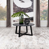 Skylark Round Coffee Table with Marble-like Top Letizia and Light Oak