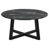 Skylark Round Coffee Table with Marble-like Top Letizia and Light Oak