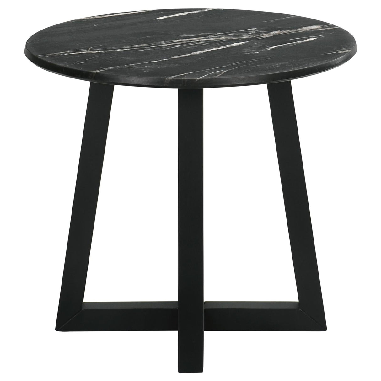 Skylark Round End Table with Marble-like Top Letizia and Light Oak