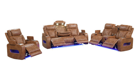 Skyline Brown 3-Piece Power Reclining Living Room Set by New Era Innovations at Eve Furniture