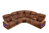 Skyline Brown Caramel Power Air Leather Reclining Sectional by New Era Innovations at Eve Furniture