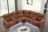 Skyline Brown Caramel Power Air Leather Reclining Sectional by New Era Innovations at Eve Furniture