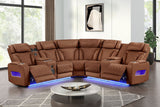 Skyline Brown Caramel Power Air Leather Reclining Sectional by New Era Innovations at Eve Furniture