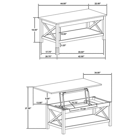 Skyview White 3-piece Rectangular Lift Top Coffee Table Set by Coaster at Eve Furniture