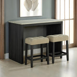 Zanaide Black/Gray/Beige 3-Piece Dining Table Set