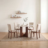 Oberto Walnut/Beige 5-Piece Dining Room Set