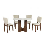 Oberto Walnut/Beige 5-Piece Dining Room Set