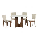 Oberto Walnut/Beige 5-Piece Dining Room Set